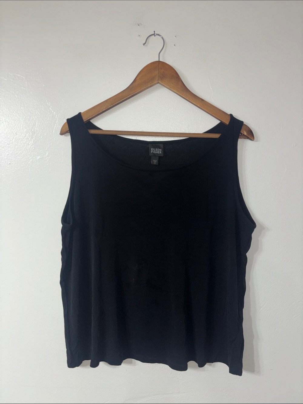 Eileen Fisher 100% Silk Black Tank Top Sleeveless Classic Style Size XL